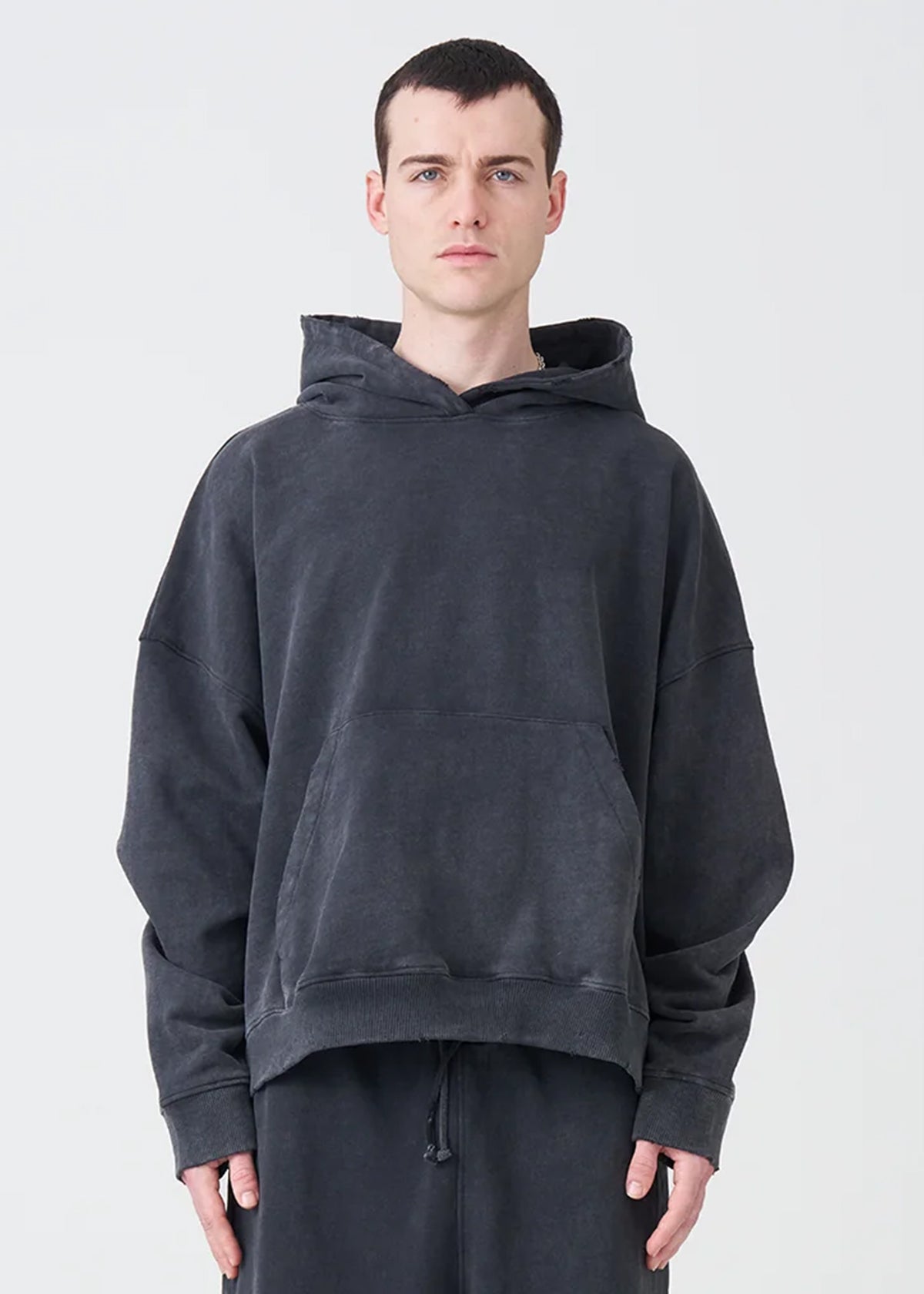 14 OZ Garment Wash French Terry Oversized Distressed Fleece Sweatshirt