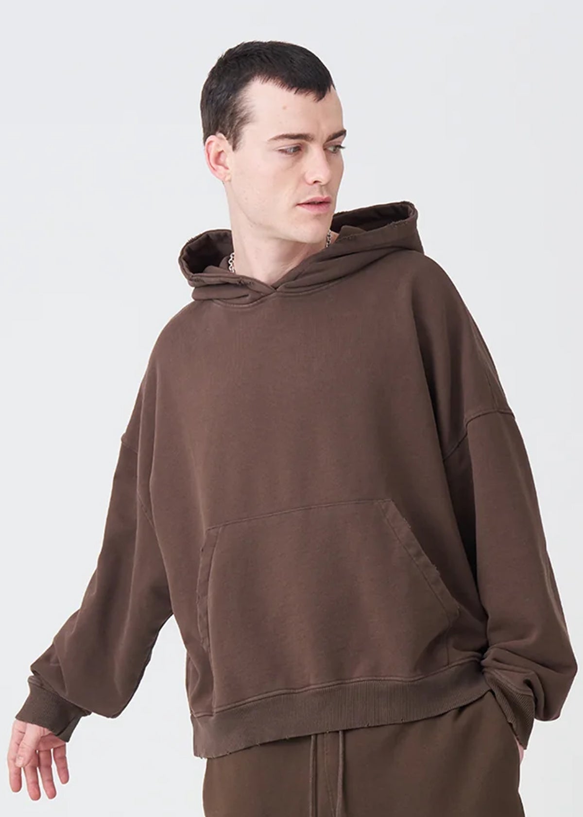 14 OZ Garment Wash French Terry Oversized Distressed Fleece Sweatshirt