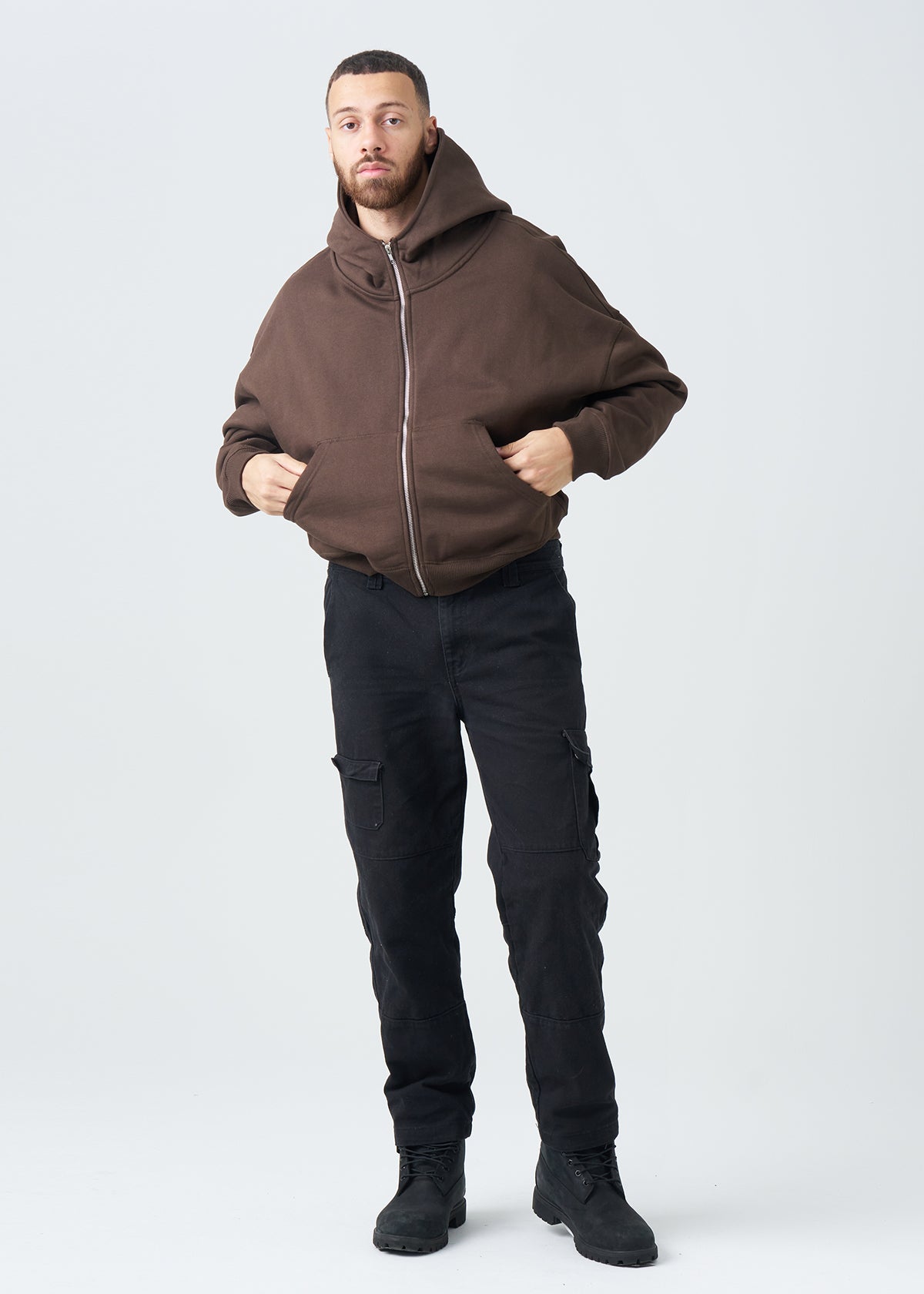 14 OZ Oversized Boxy Cropped Heavyweight Full-Zip Sweatshirt