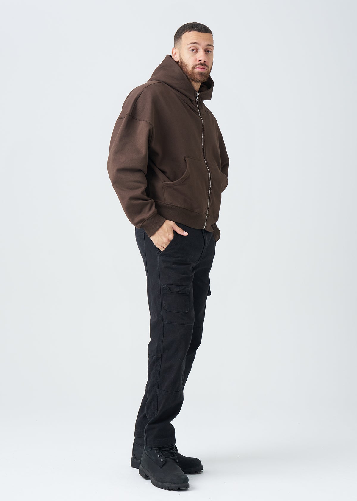 14 OZ Oversized Boxy Cropped Heavyweight Full-Zip Sweatshirt