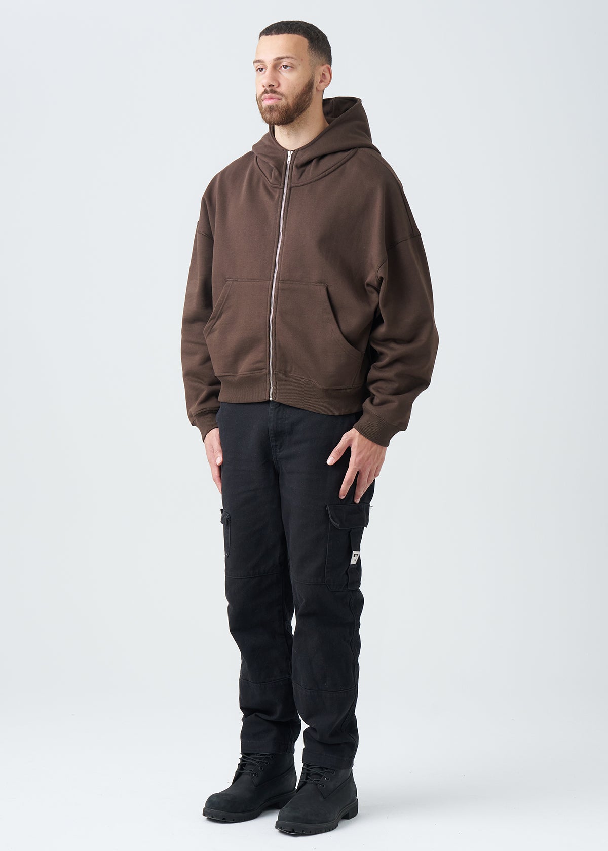 14 OZ Oversized Boxy Cropped Heavyweight Full-Zip Sweatshirt