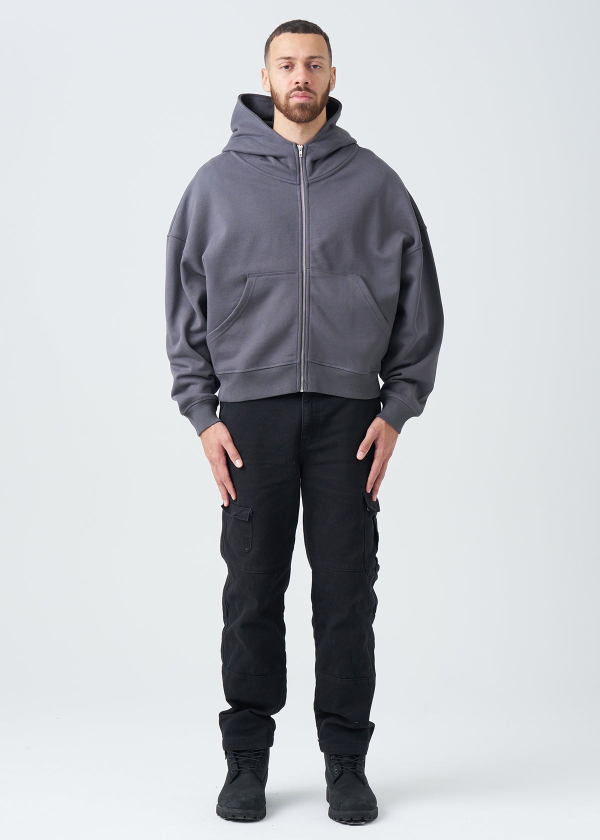 14 OZ Oversized Boxy Cropped Heavyweight Full-Zip Sweatshirt