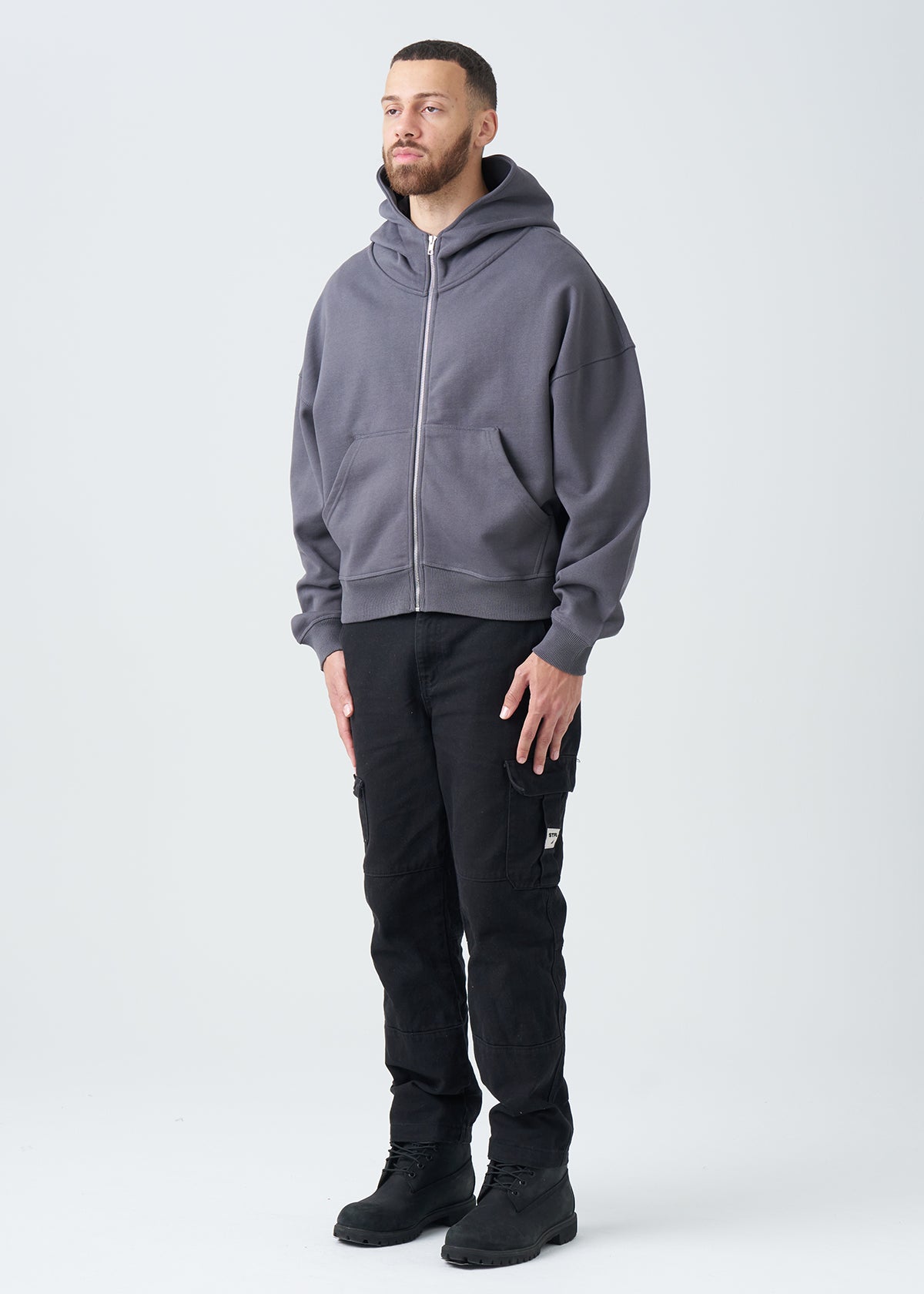 14 OZ Oversized Boxy Cropped Heavyweight Full-Zip Sweatshirt