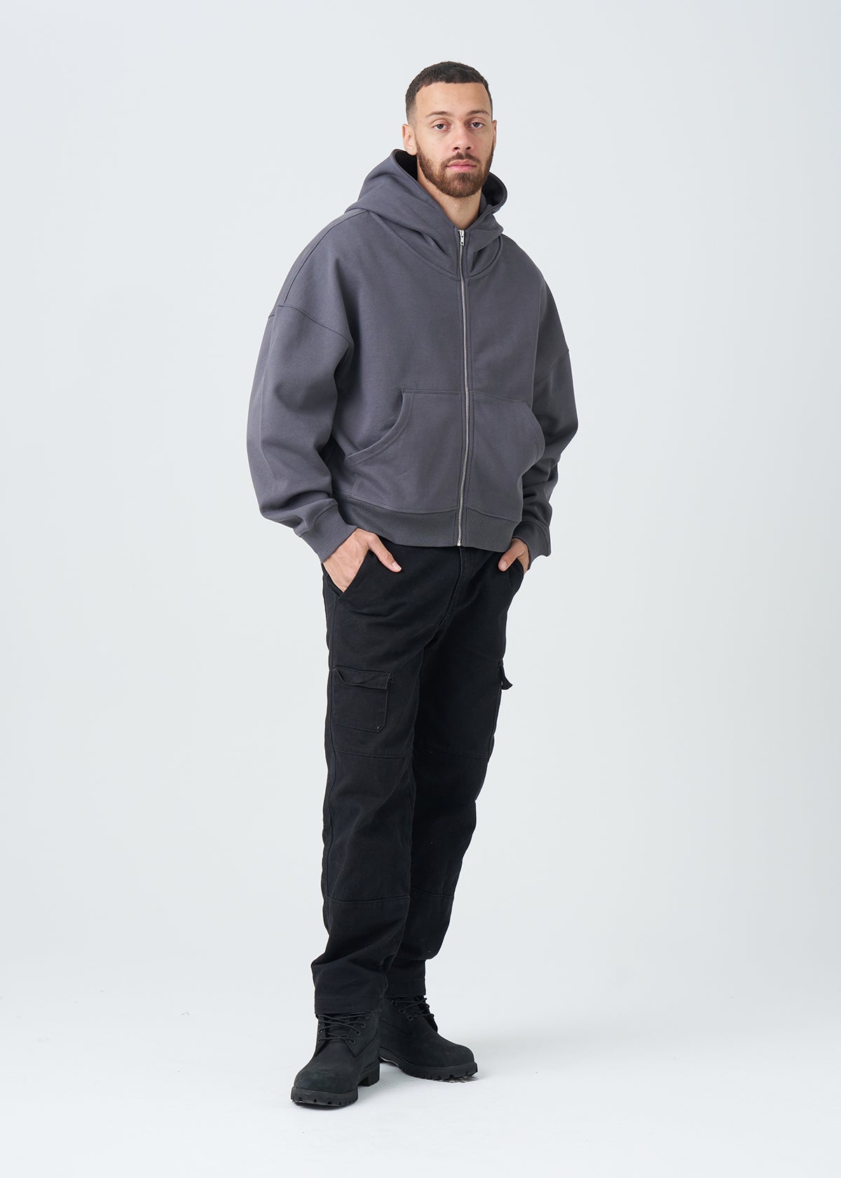 14 OZ Oversized Boxy Cropped Heavyweight Full-Zip Sweatshirt