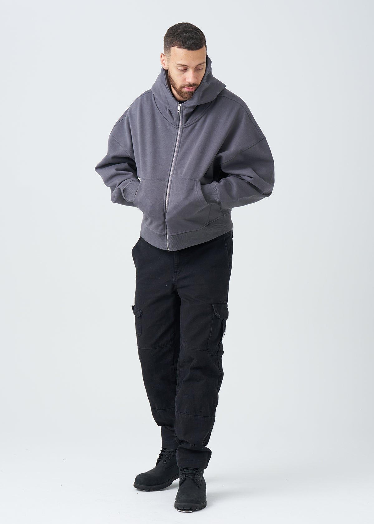 14 OZ Oversized Boxy Cropped Heavyweight Full-Zip Sweatshirt