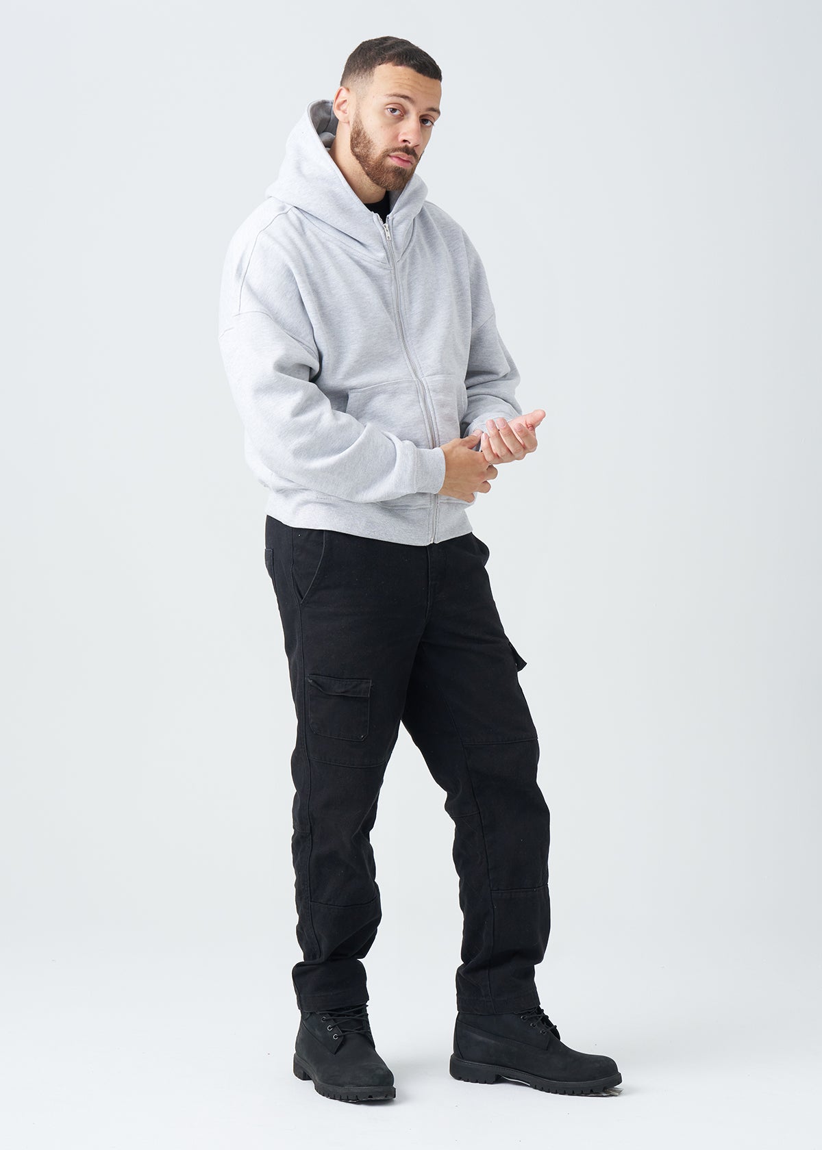 14 OZ Oversized Boxy Cropped Heavyweight Full-Zip Sweatshirt
