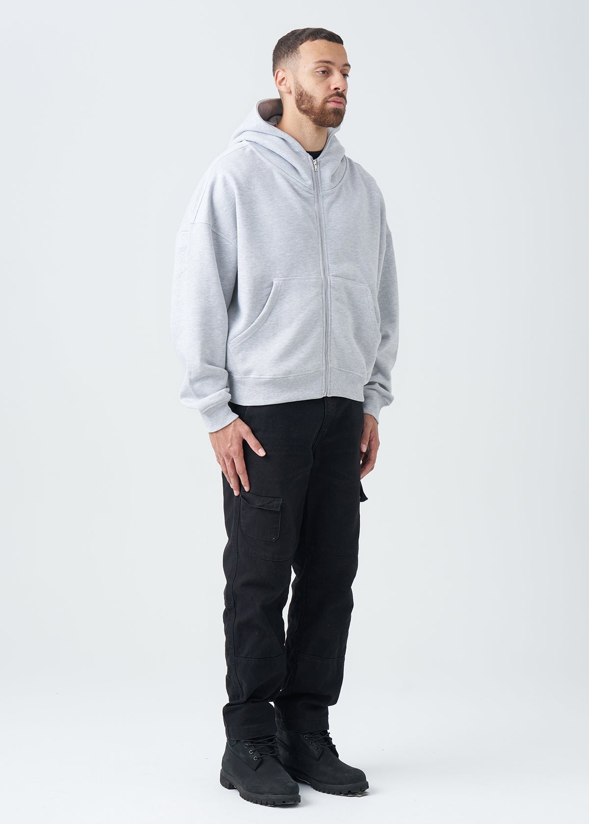 14 OZ Oversized Boxy Cropped Heavyweight Full-Zip Sweatshirt