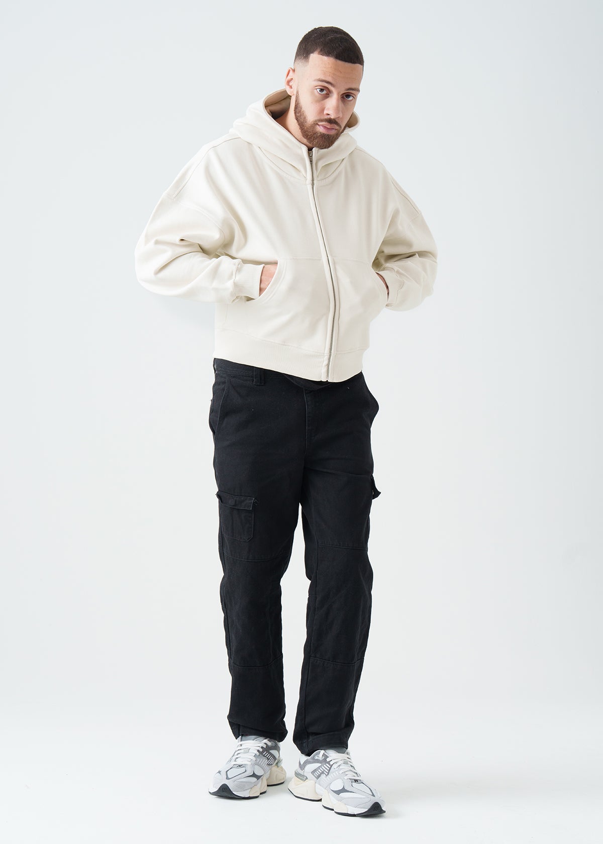 14 OZ Oversized Boxy Cropped Heavyweight Full-Zip Sweatshirt