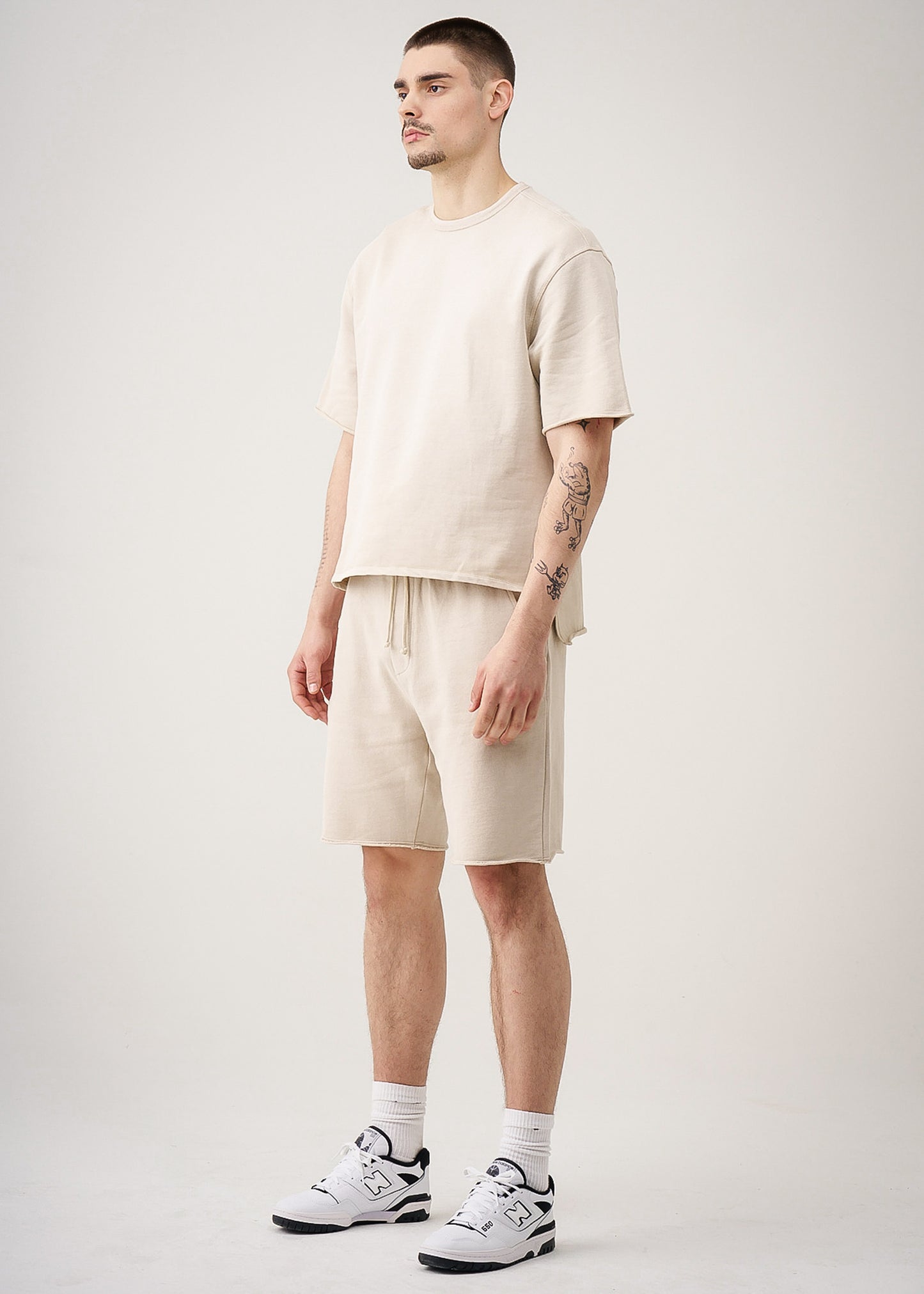 11 OZ French Terry Garment Dye Raw Edge Short Set