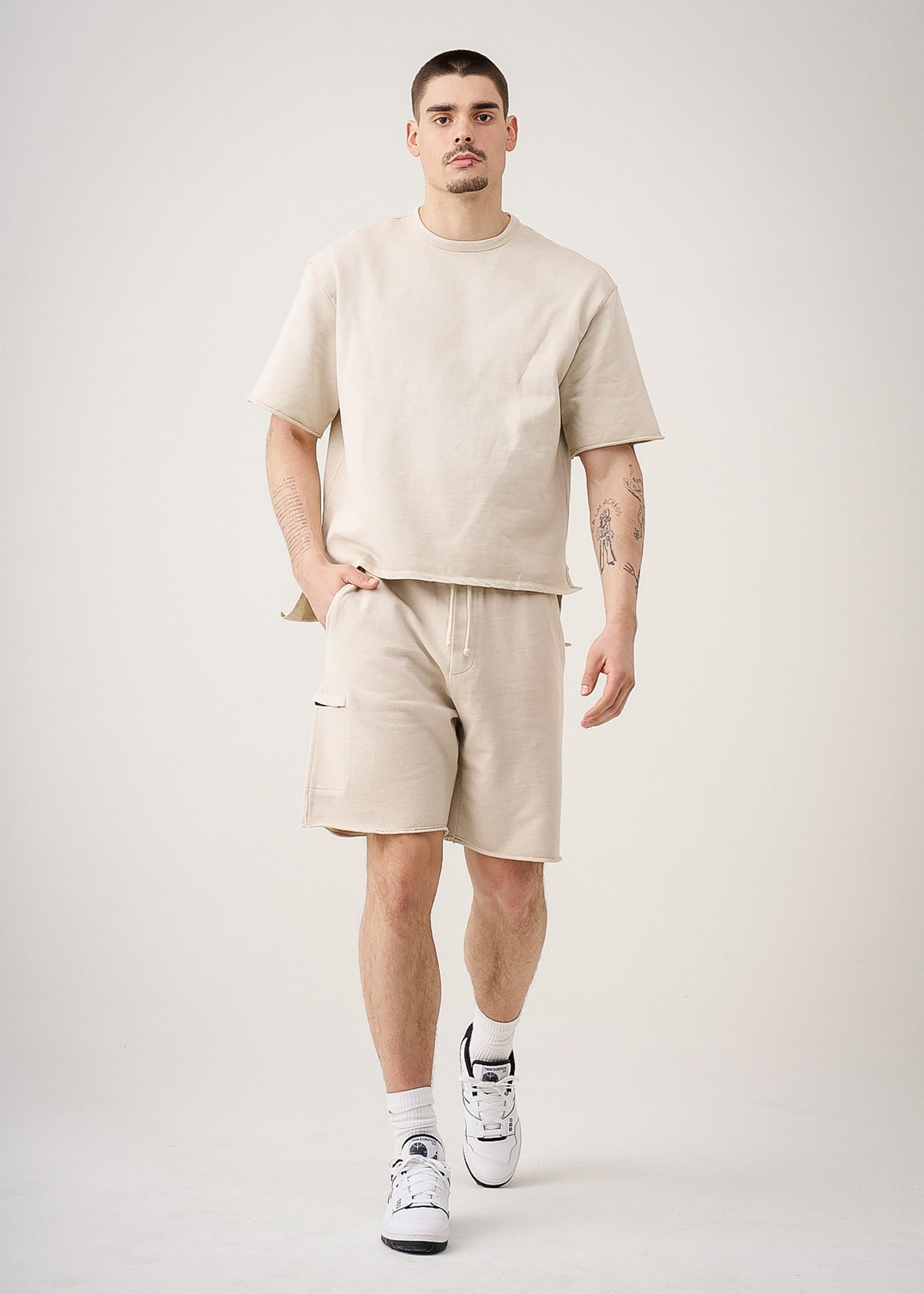 11 OZ French Terry Garment Dye Raw Edge Short Set