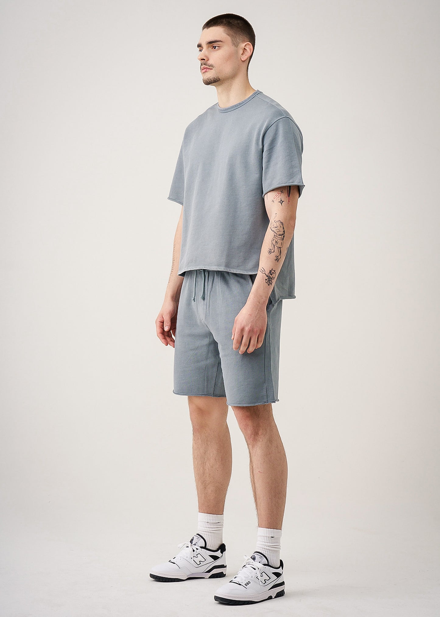 11 OZ French Terry Garment Dye Raw Edge Short Set