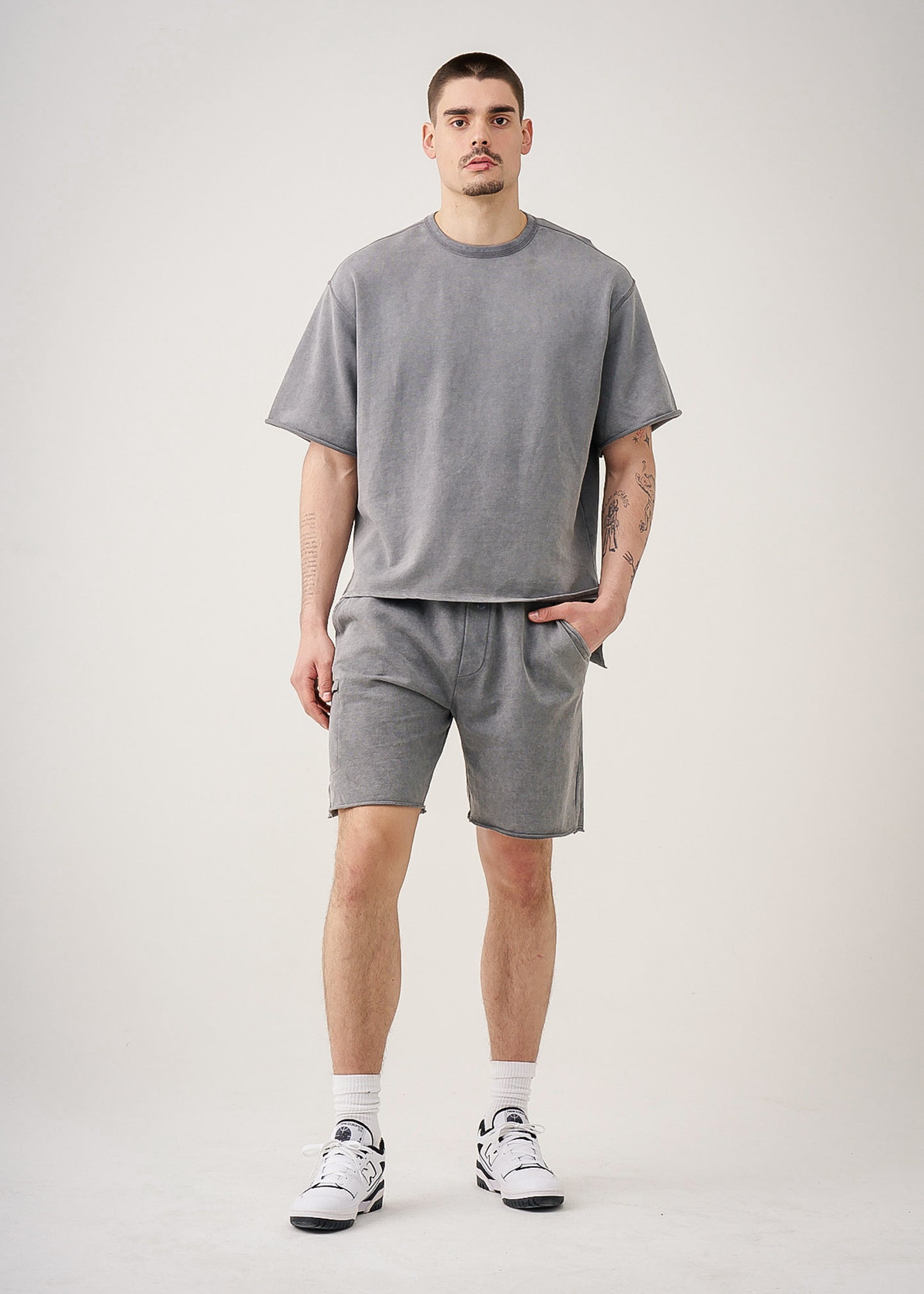 11 OZ French Terry Garment Dye Raw Edge Short Set