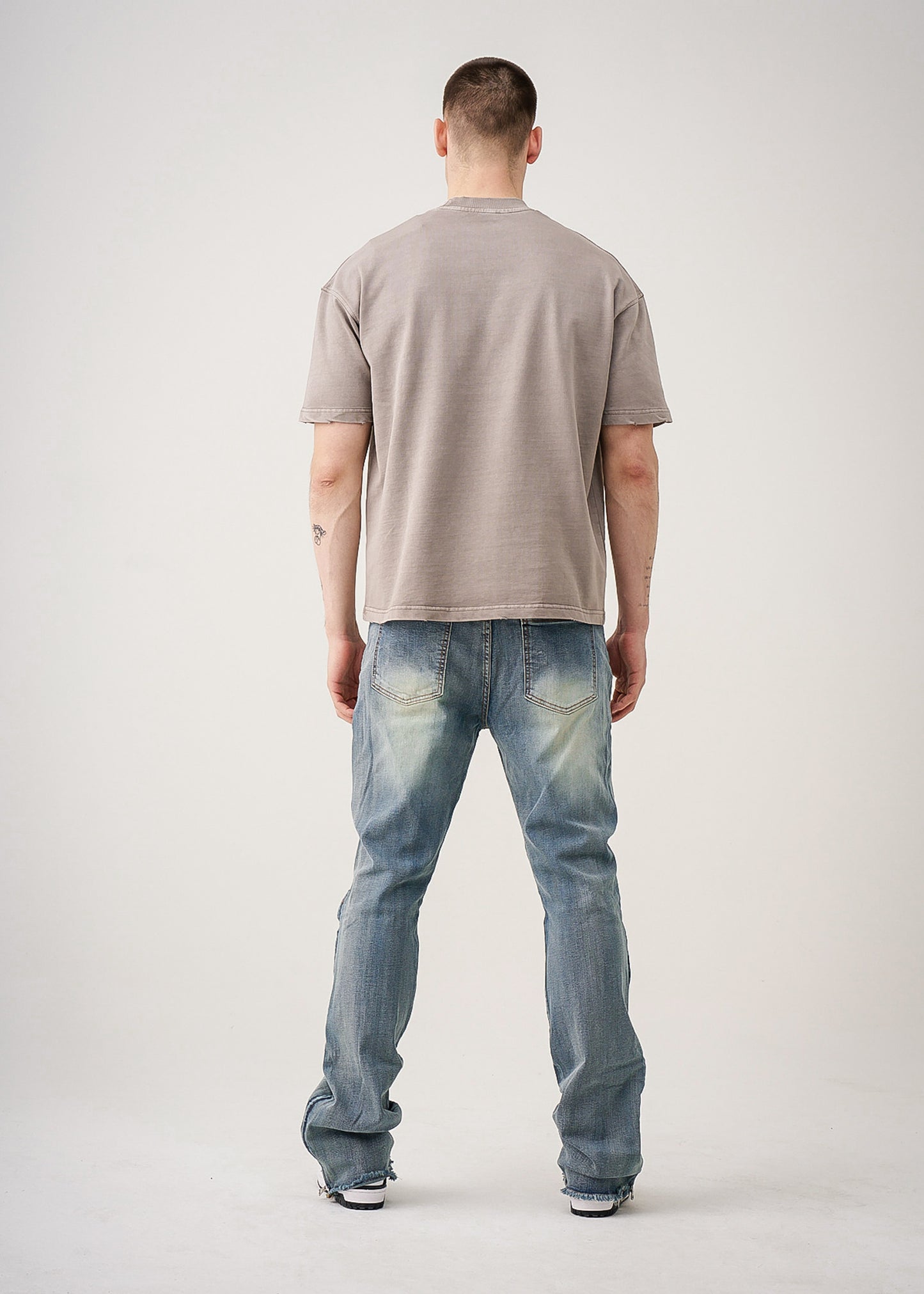 10 OZ Oversized Garment Dye French Terry Distressed T-Shirt