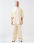 7.5 OZ Peached French Terry Mock Neck Oversized Boxy Tee and Oversized Open Leg Sweatpants