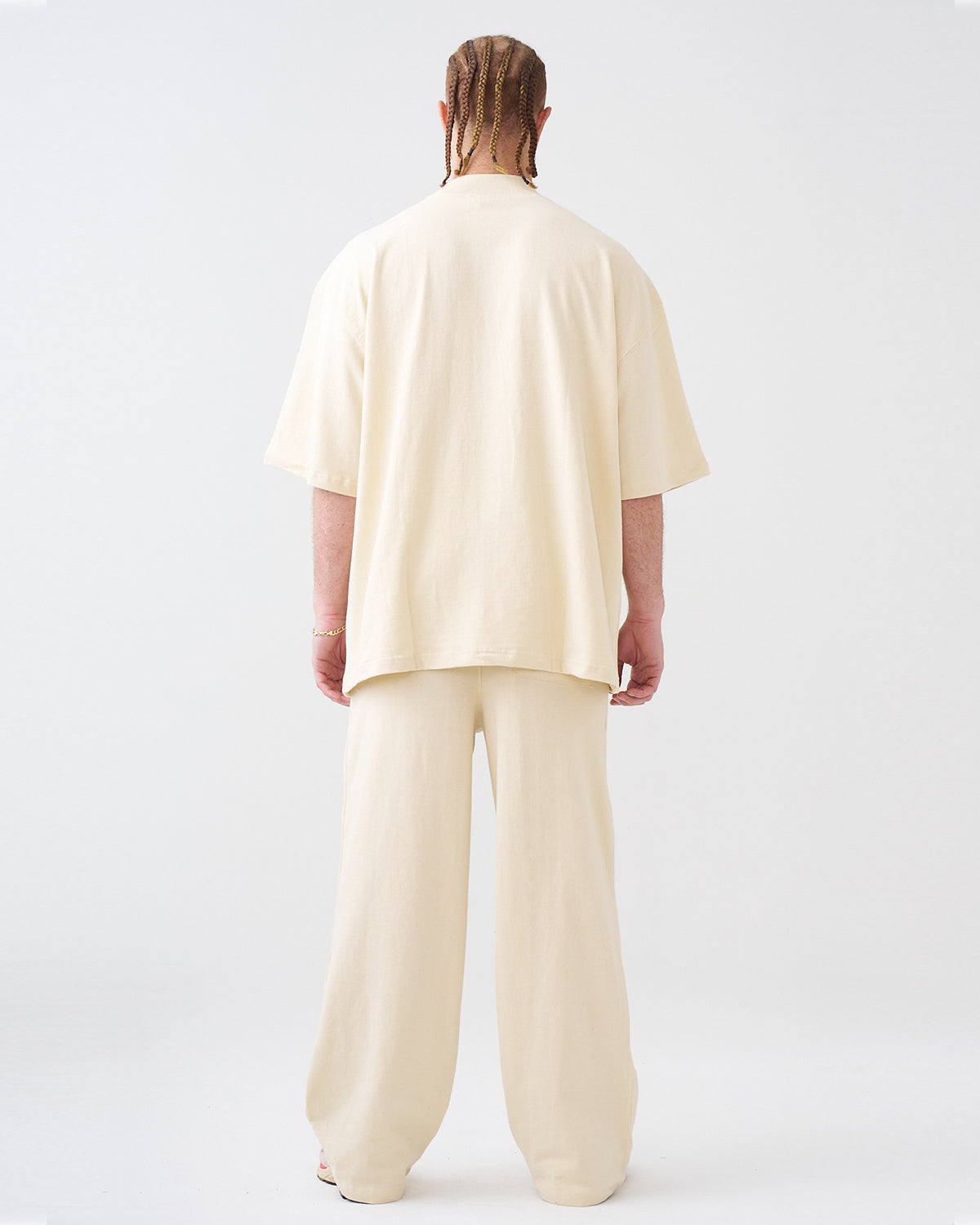 7.5 OZ Peached French Terry Mock Neck Oversized Boxy Tee and Oversized Open Leg Sweatpants