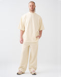 7.5 OZ Peached French Terry Mock Neck Oversized Boxy Tee and Oversized Open Leg Sweatpants