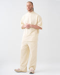 7.5 OZ Peached French Terry Mock Neck Oversized Boxy Tee and Oversized Open Leg Sweatpants