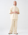 7.5 OZ Peached French Terry Mock Neck Oversized Boxy Tee and Oversized Open Leg Sweatpants