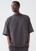 7.5 OZ Mock Neck Peached French Terry Oversized Boxy T-Shirt