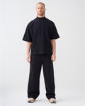 7.5 OZ Peached French Terry Mock Neck Oversized Boxy Tee and Oversized Open Leg Sweatpants