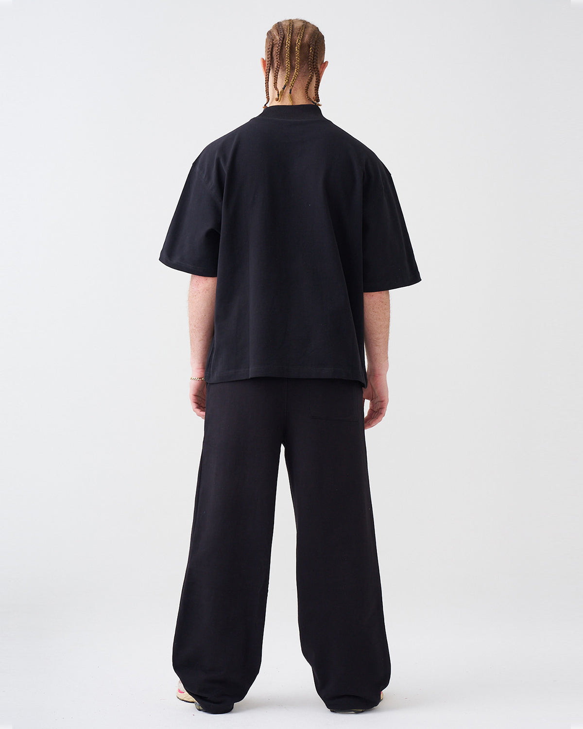 7.5 OZ Peached French Terry Mock Neck Oversized Boxy Tee and Oversized Open Leg Sweatpants