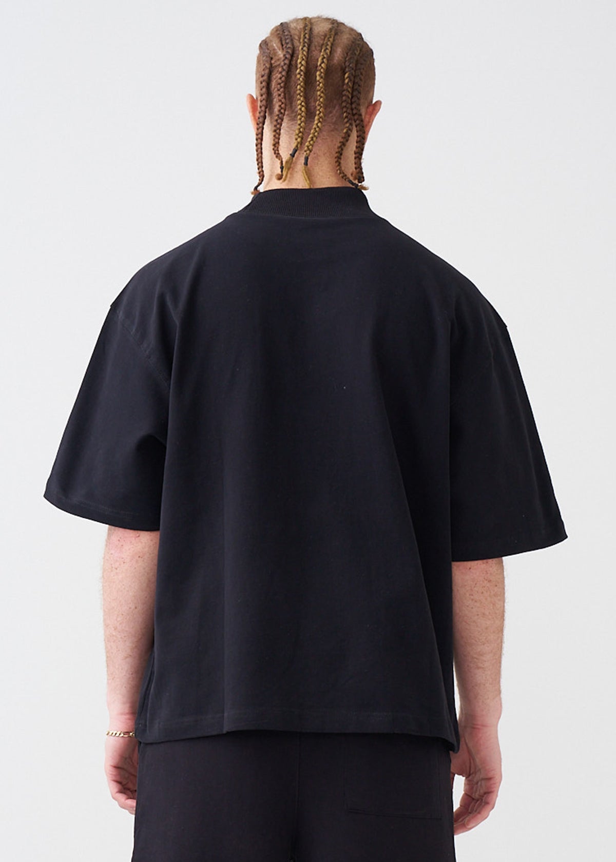 7.5 OZ Mock Neck Peached French Terry Oversized Boxy T-Shirt