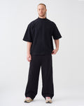 7.5 OZ Peached French Terry Mock Neck Oversized Boxy Tee and Oversized Open Leg Sweatpants