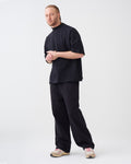 7.5 OZ Peached French Terry Mock Neck Oversized Boxy Tee and Oversized Open Leg Sweatpants