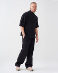 7.5 OZ Peached French Terry Mock Neck Oversized Boxy Tee and Oversized Open Leg Sweatpants