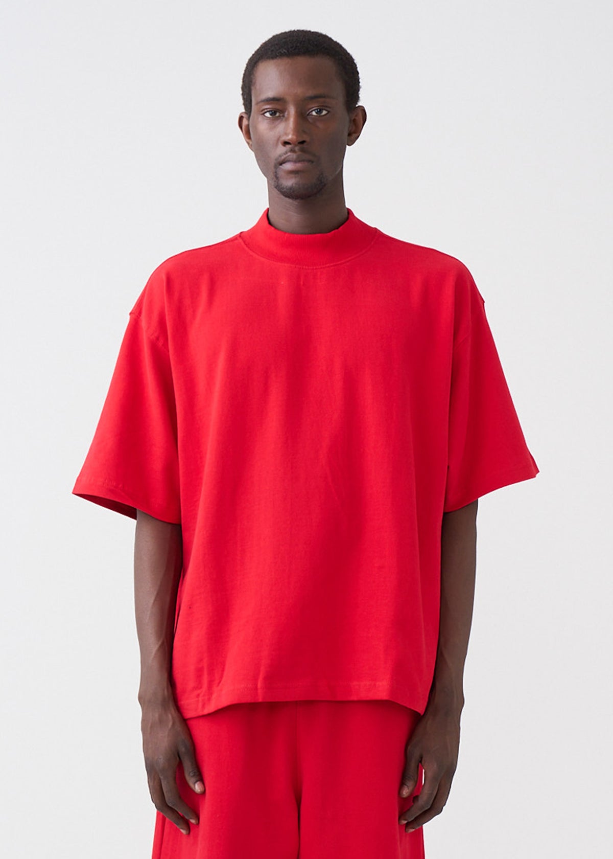 7.5 OZ Mock Neck Peached French Terry Oversized Boxy T-Shirt