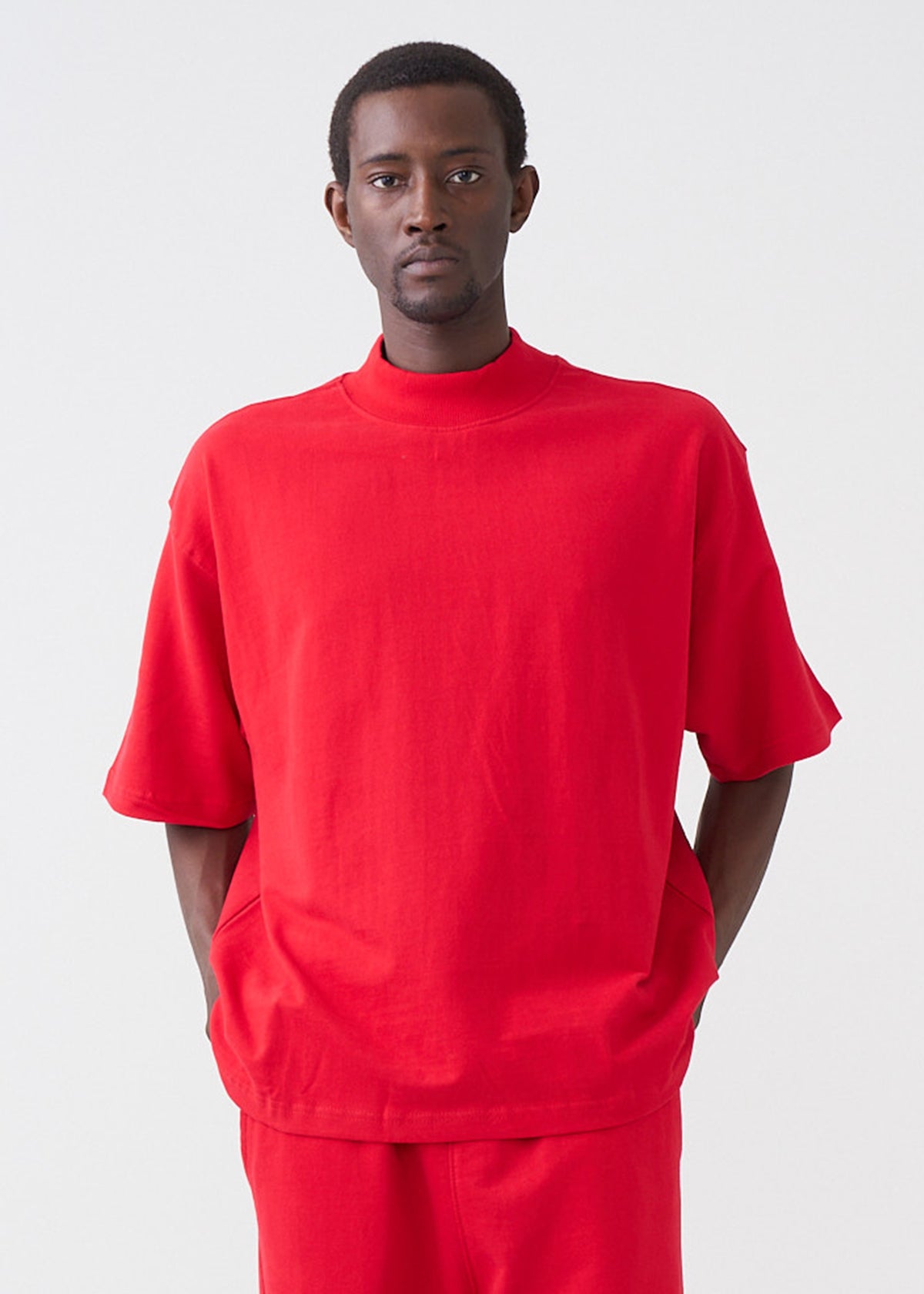 7.5 OZ Mock Neck Peached French Terry Oversized Boxy T-Shirt