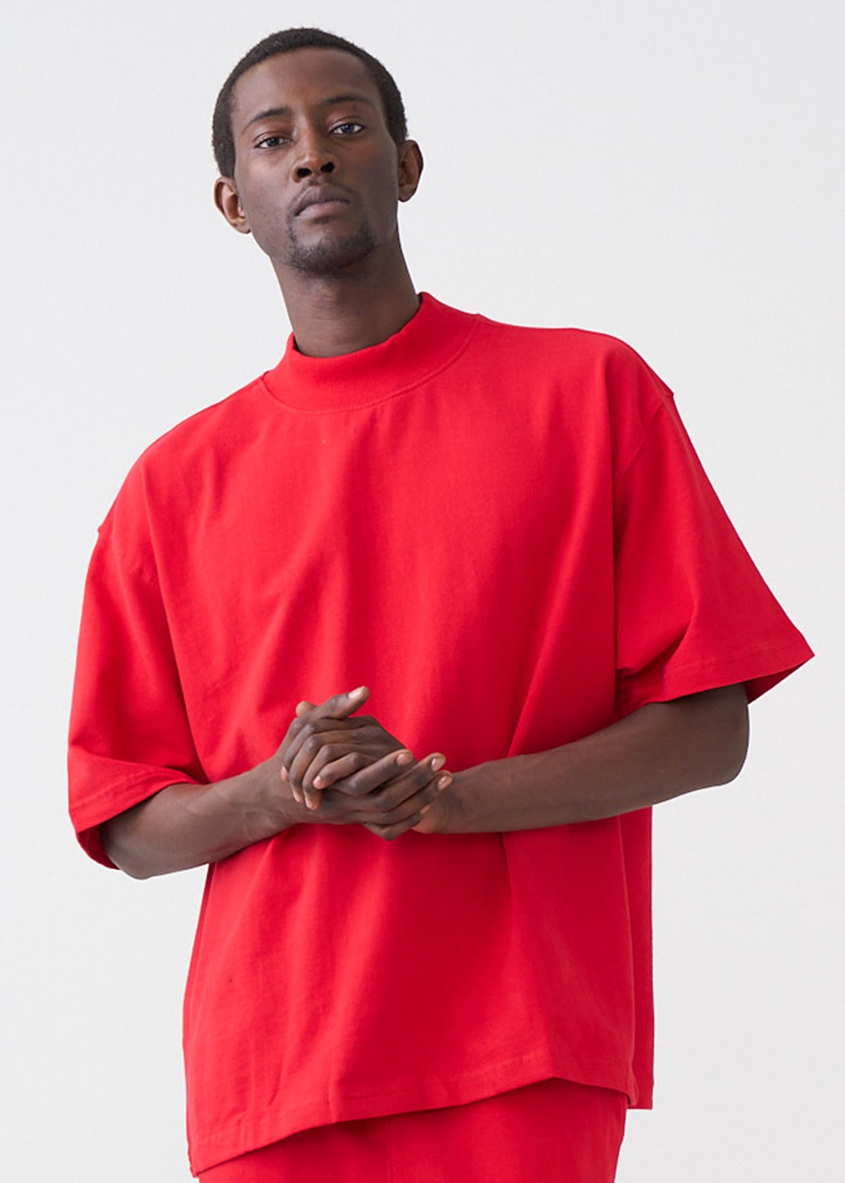 7.5 OZ Mock Neck Peached French Terry Oversized Boxy T-Shirt