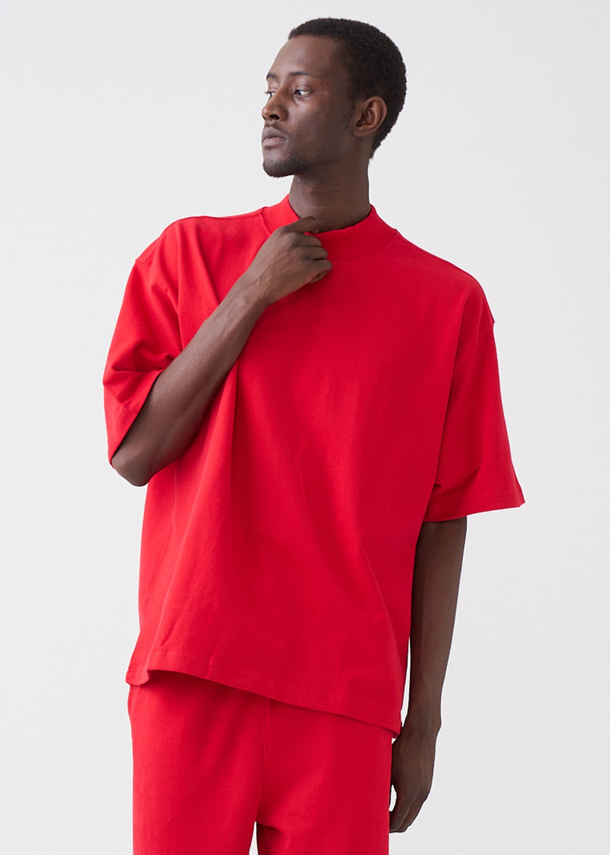 7.5 OZ Mock Neck Peached French Terry Oversized Boxy T-Shirt