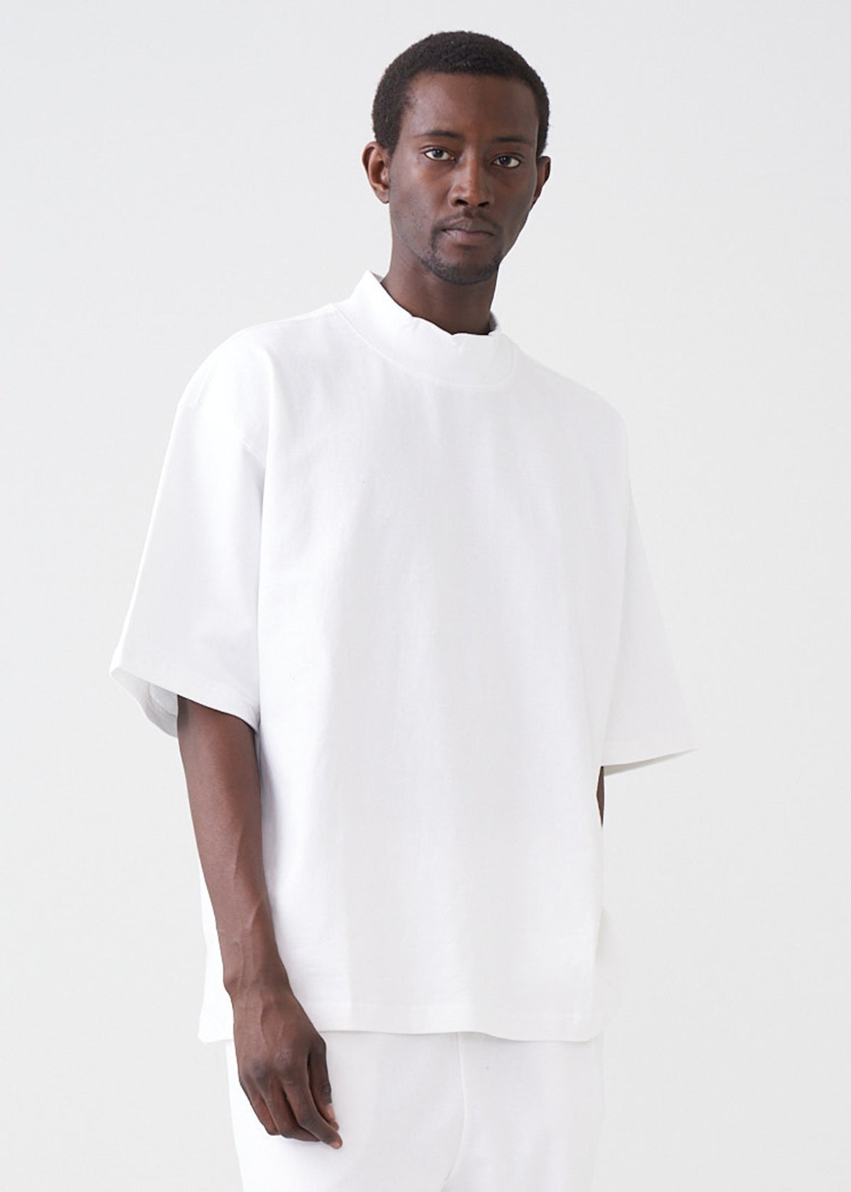 7.5 OZ Mock Neck Peached French Terry Oversized Boxy T-Shirt