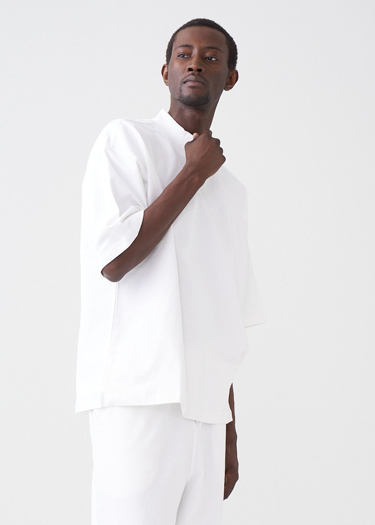 7.5 OZ Mock Neck Peached French Terry Oversized Boxy T-Shirt