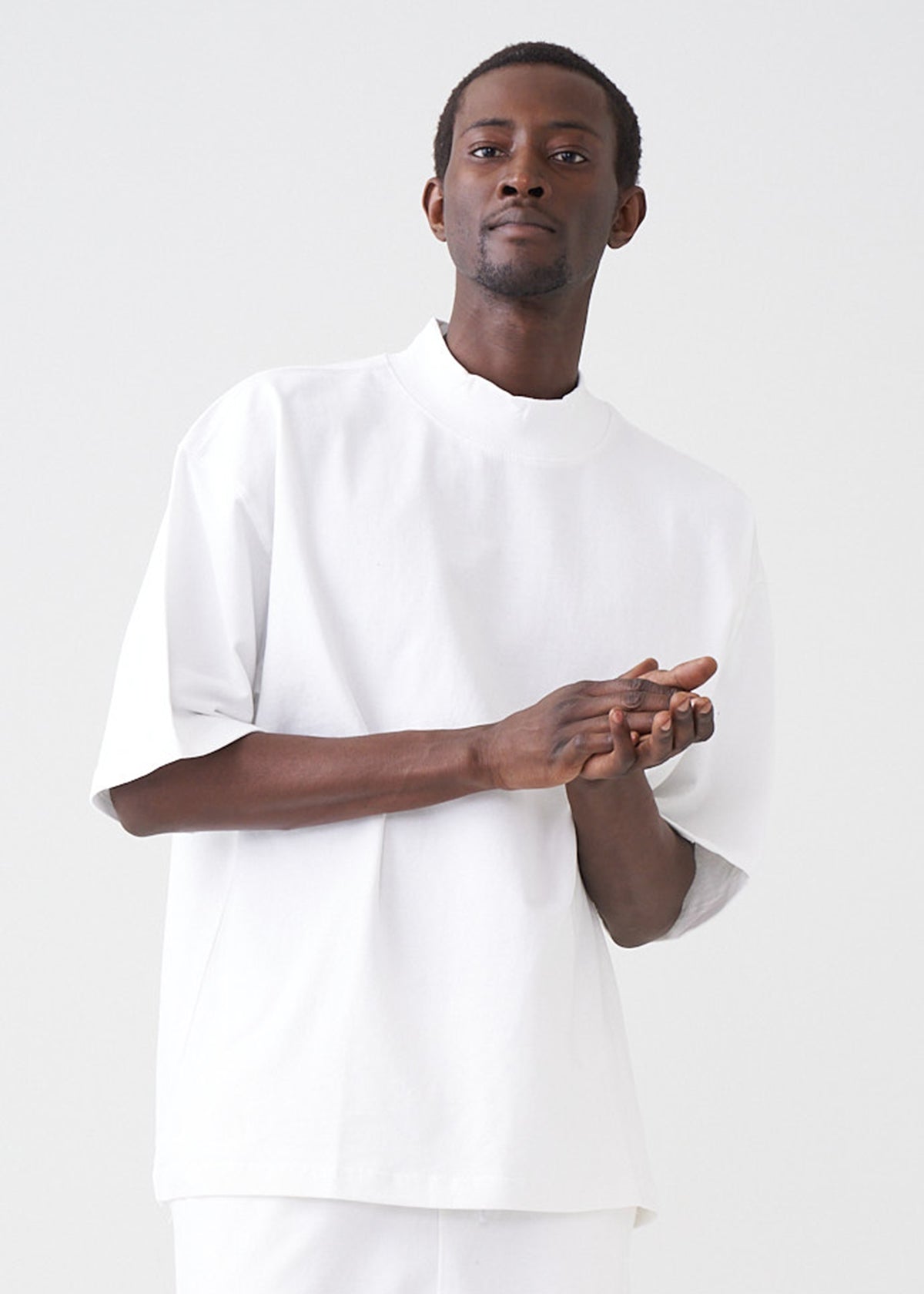 7.5 OZ Mock Neck Peached French Terry Oversized Boxy T-Shirt