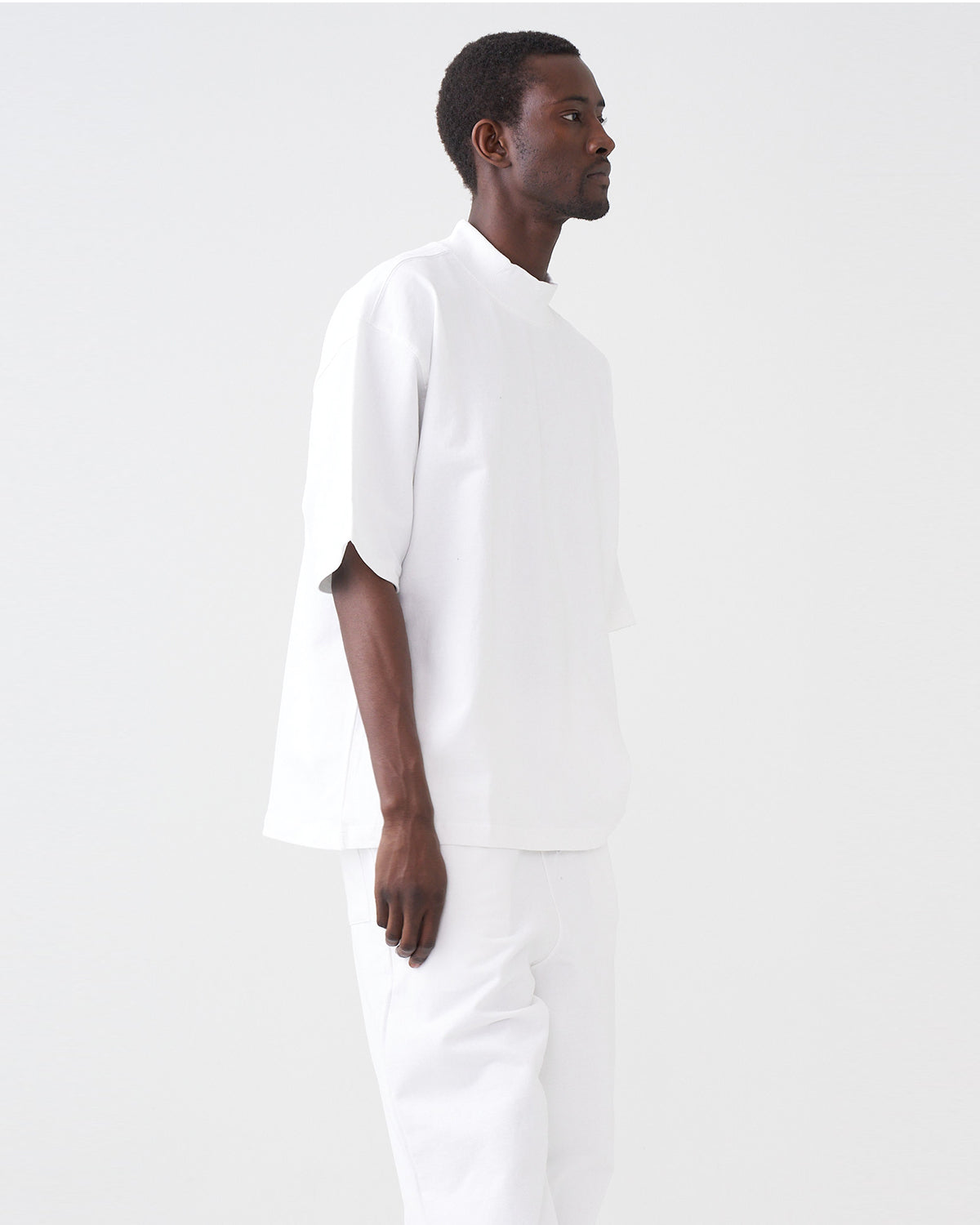 7.5 OZ Peached French Terry Mock Neck Oversized Boxy Tee and Oversized Open Leg Sweatpants