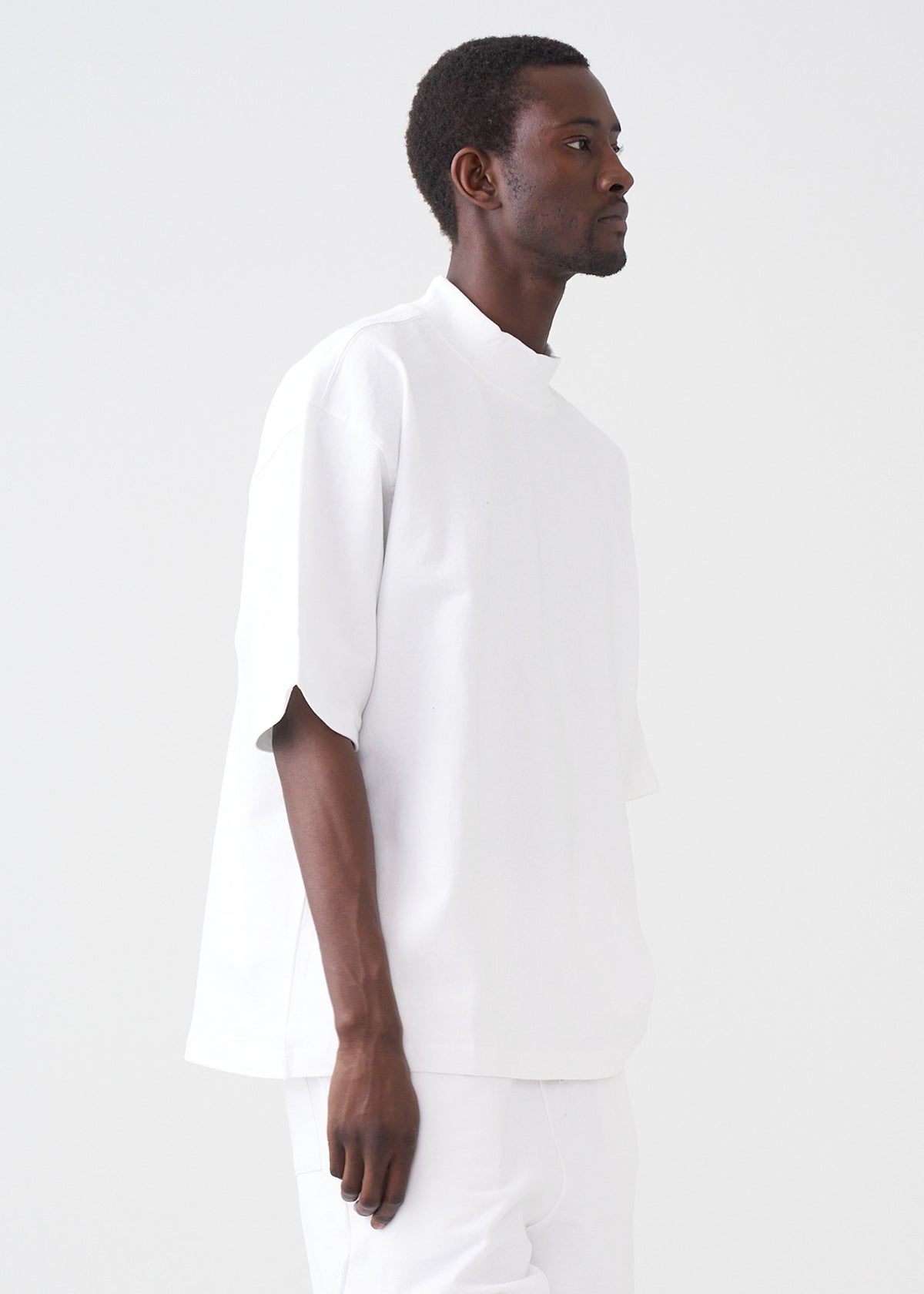 7.5 OZ Mock Neck Peached French Terry Oversized Boxy T-Shirt