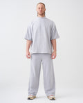 7.5 OZ Peached French Terry Mock Neck Oversized Boxy Tee and Oversized Open Leg Sweatpants