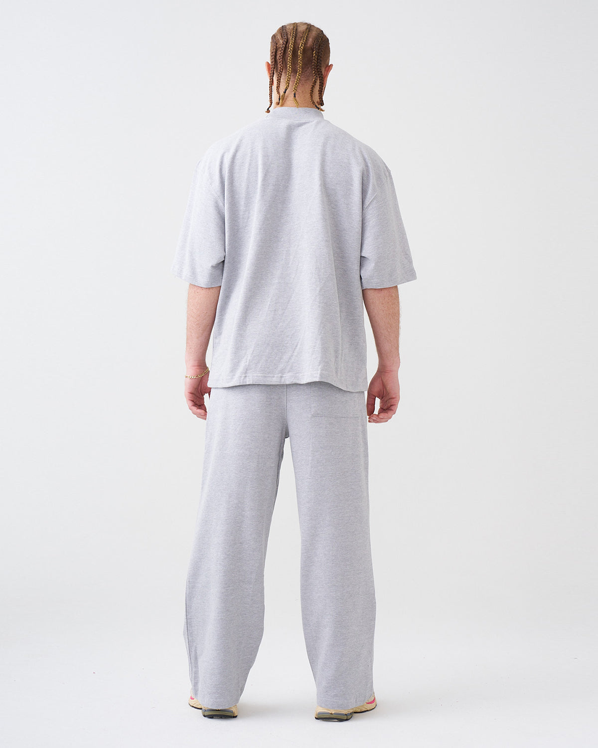 7.5 OZ Peached French Terry Mock Neck Oversized Boxy Tee and Oversized Open Leg Sweatpants