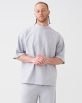7.5 OZ Peached French Terry Mock Neck Oversized Boxy Tee and Oversized Open Leg Sweatpants