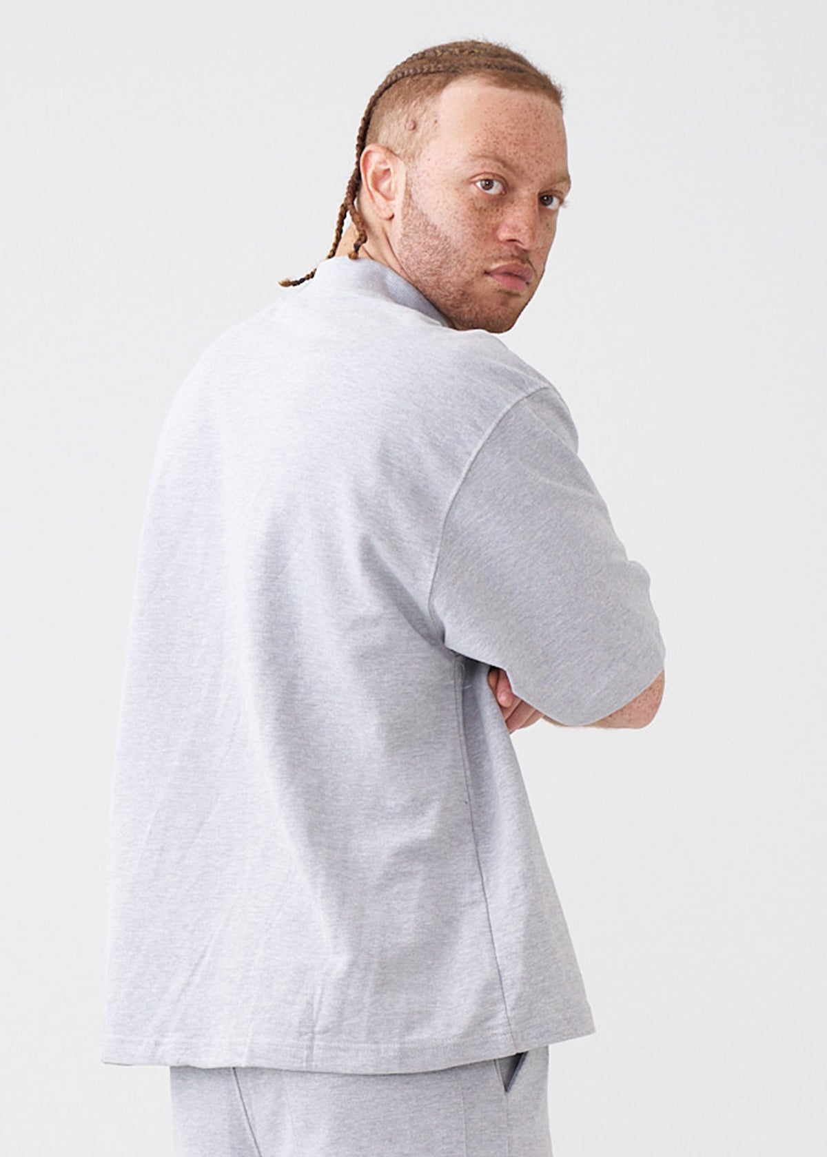 7.5 OZ Mock Neck Peached French Terry Oversized Boxy T-Shirt