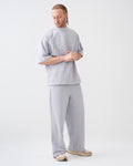 7.5 OZ Peached French Terry Mock Neck Oversized Boxy Tee and Oversized Open Leg Sweatpants
