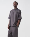 7.5 OZ Peached French Terry Mock Neck Oversized Boxy Tee and Oversized Open Leg Sweatpants