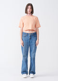 Peach Combed Cotton Crop Top T-Shirt