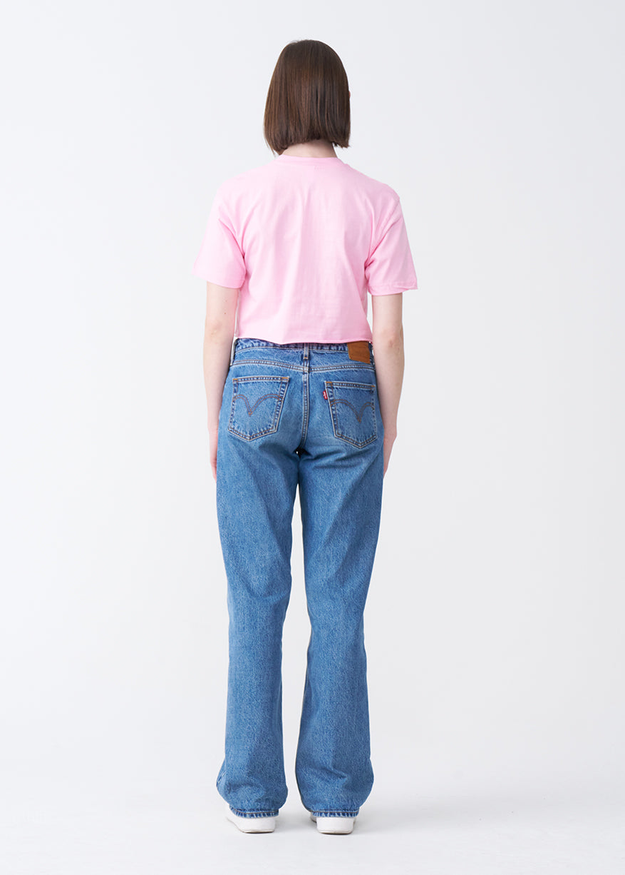 Pink Combed Cotton Crop Top T-Shirt