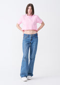 Pink Combed Cotton Crop Top T-Shirt