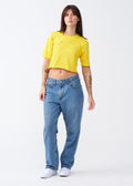 Yellow Combed Cotton Crop Top T-Shirt
