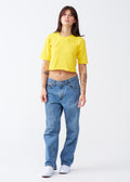Yellow Combed Cotton Crop Top T-Shirt