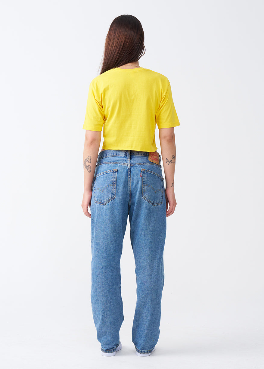 Yellow Combed Cotton Crop Top T-Shirt